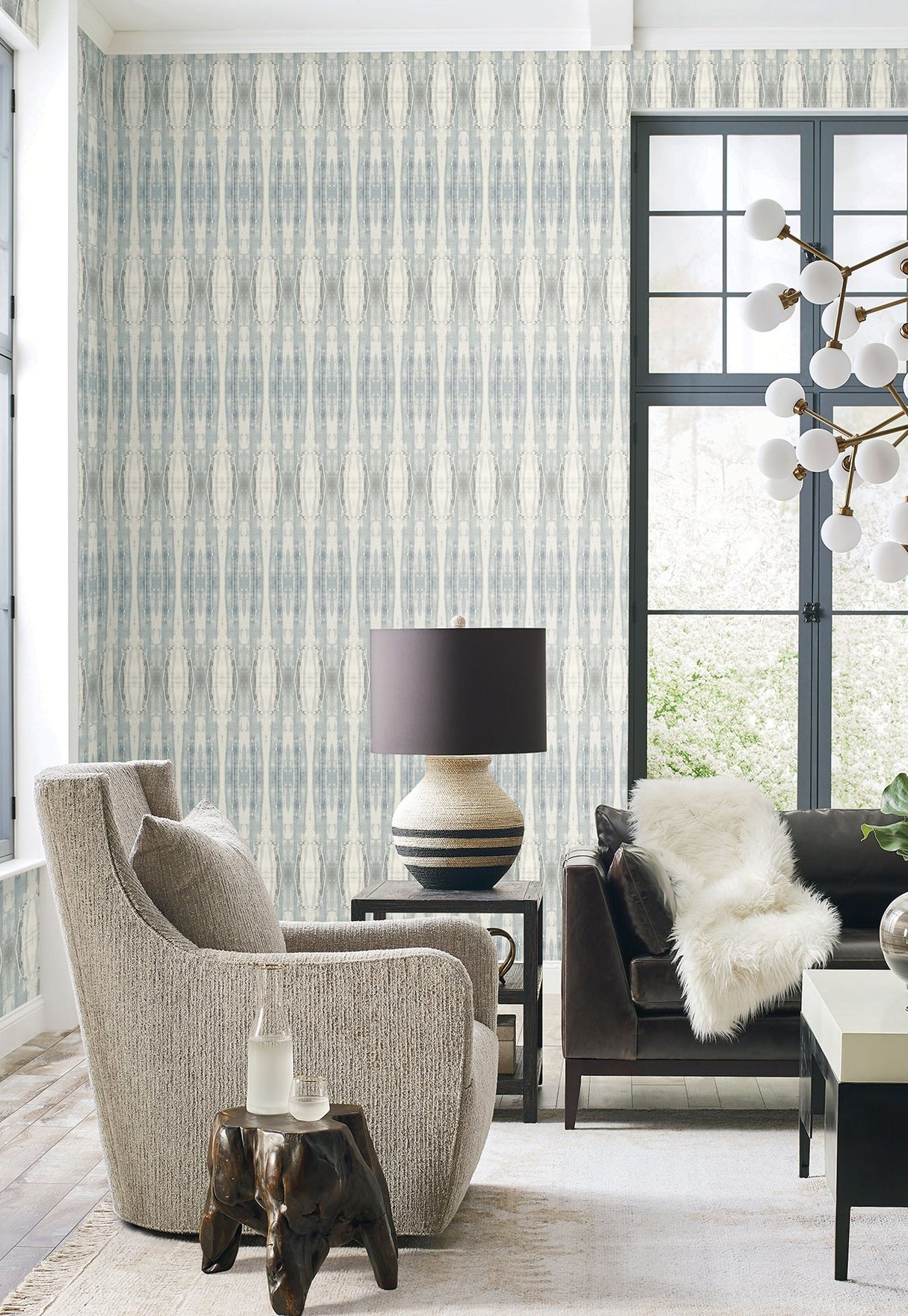 Escalante Blue Wallpaper with Striped Abstract Motif - York CC1235