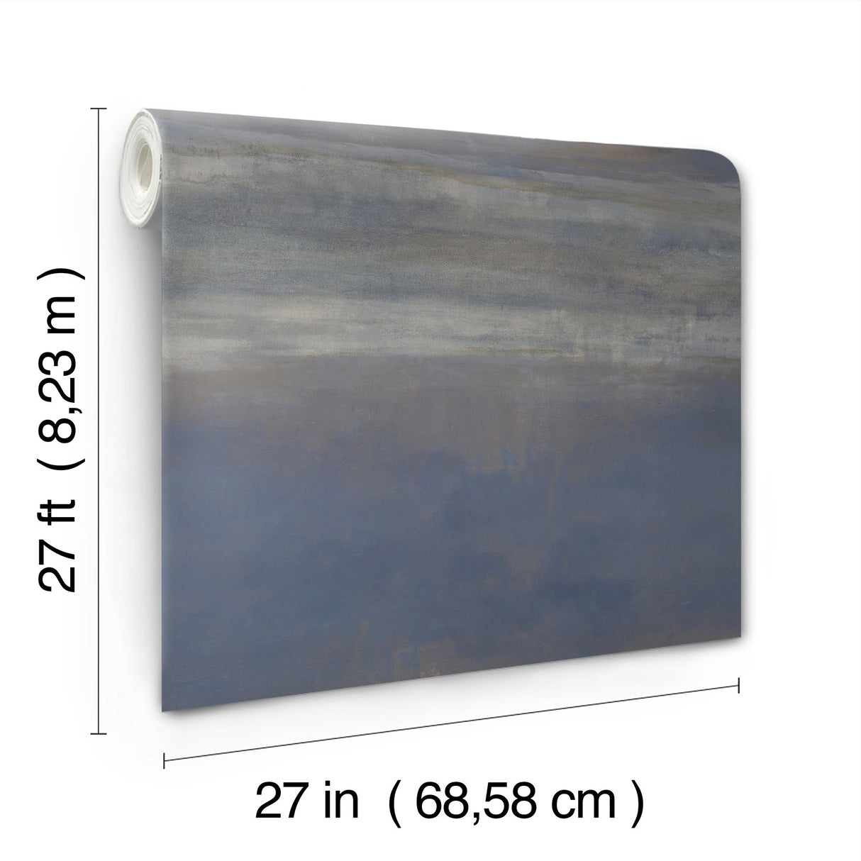 Serene Reflection Navy Wallpaper with Textured Abstract Horizontal Band - York CC1255