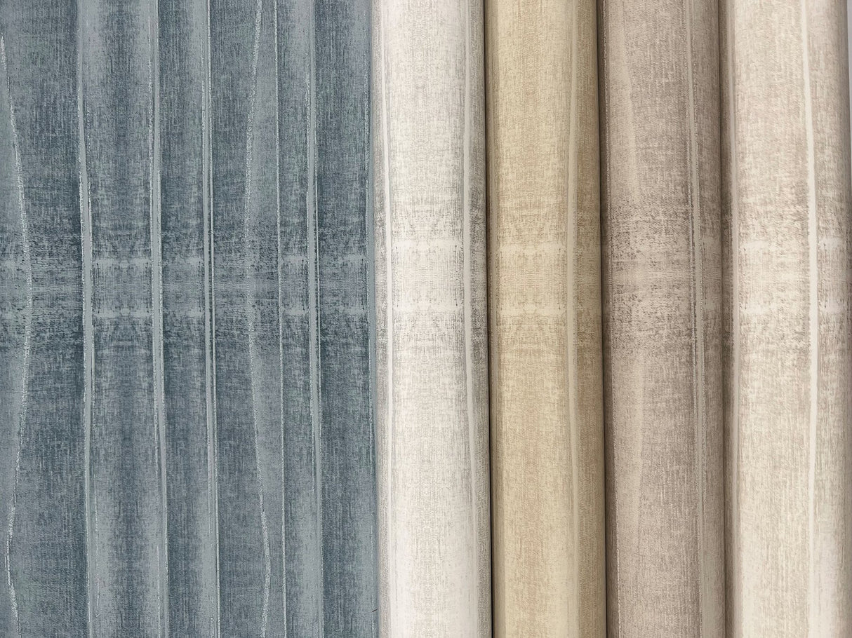 Grey Stone Fog Wallpaper with Horizontal Pleated Linen Effect - York CC1262