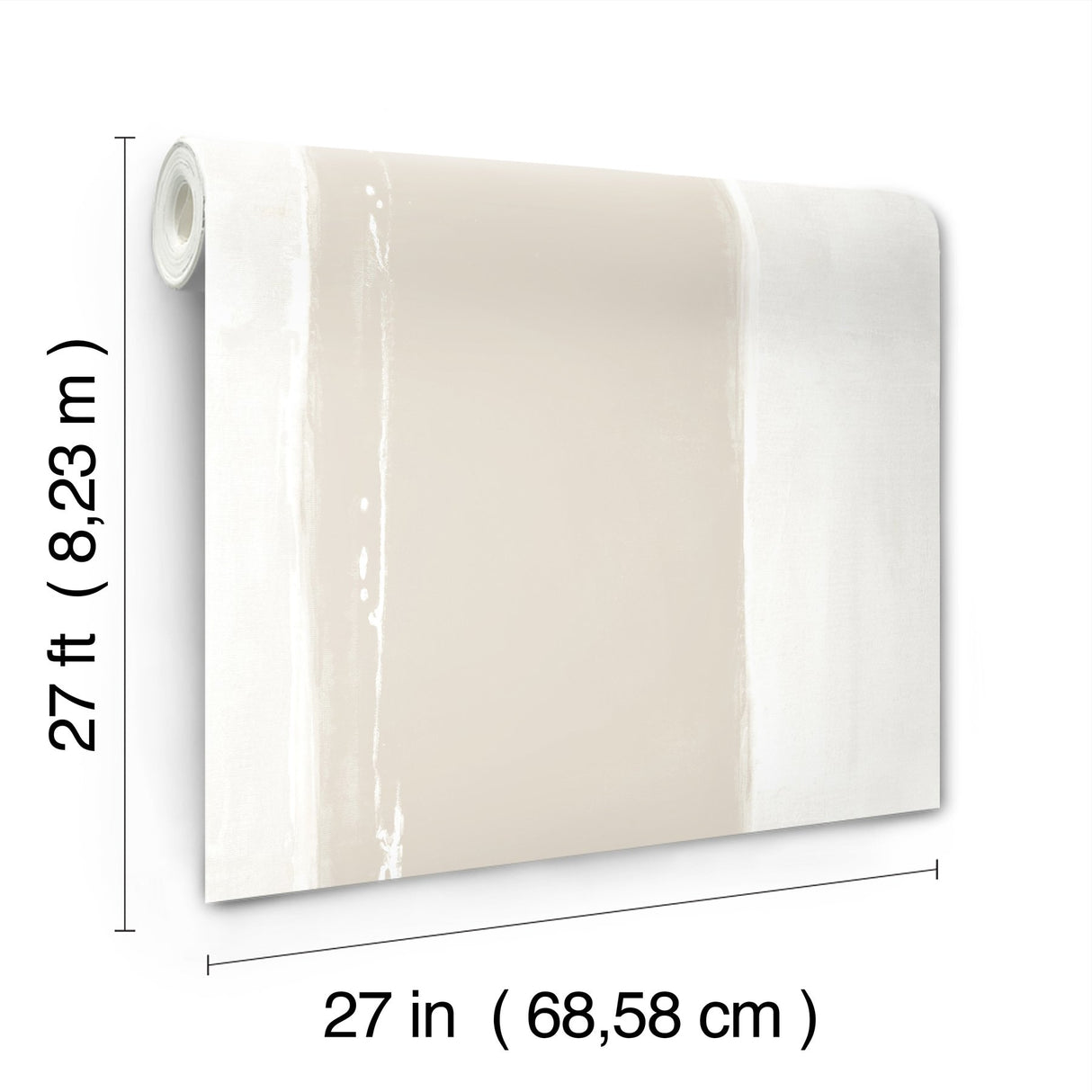 Ink Wash Natural Wallpaper with Painterly Stripe Geometric Pattern - York CC1274