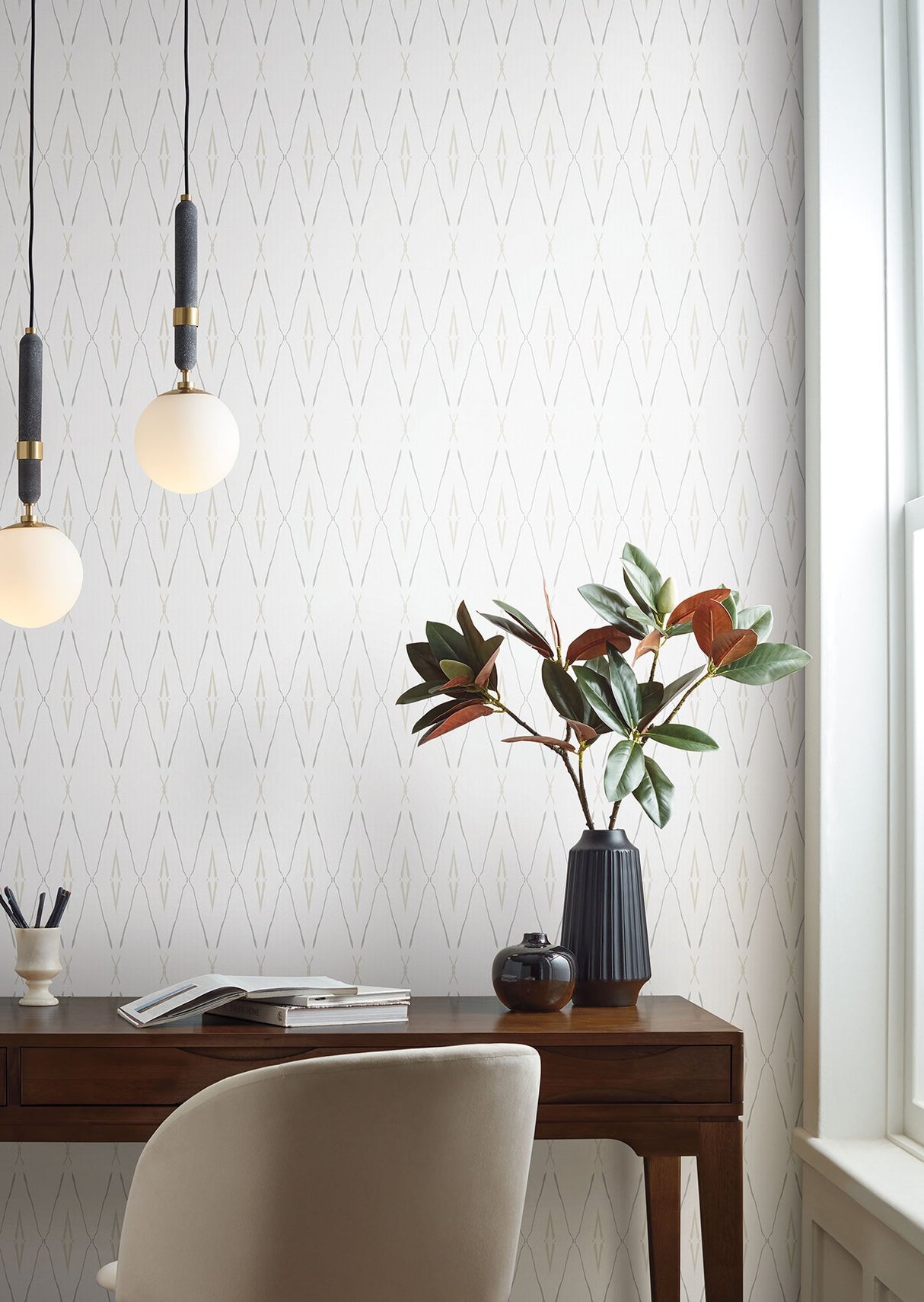 Artifact Silhouettes Natural Geometric Paper Weave Grasscloth Wallpaper - York CC1283