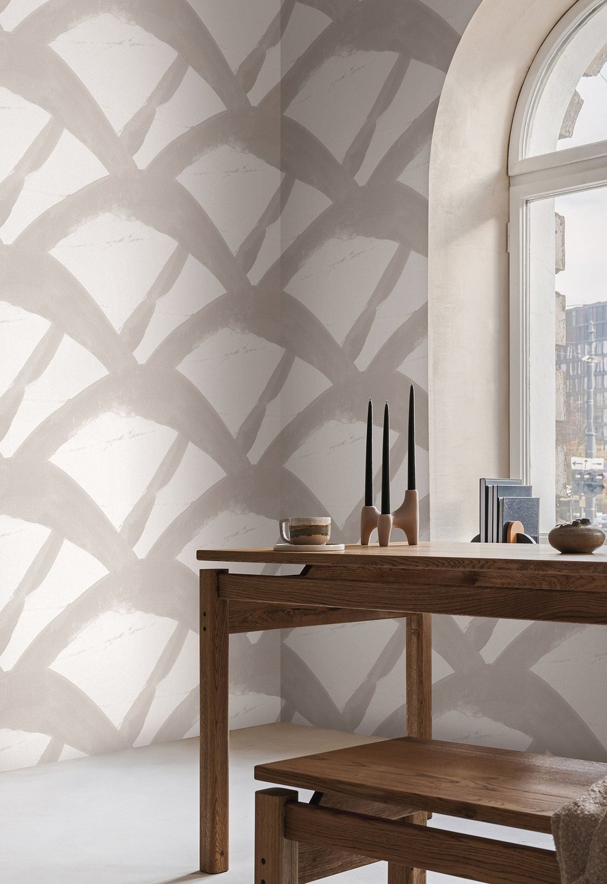 Entanglement Linen Wallpaper with Geometric Brushstroke Motif - York CC1302