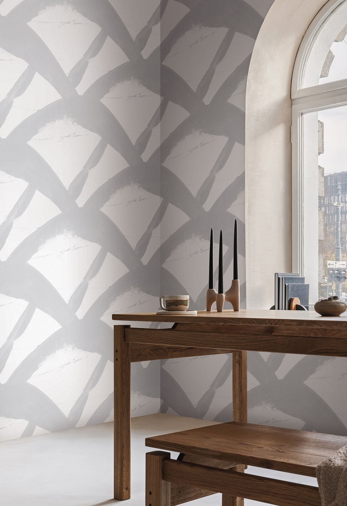 Entanglement Fog Geometric Fabric Backed Vinyl Wallpaper - York CC1303