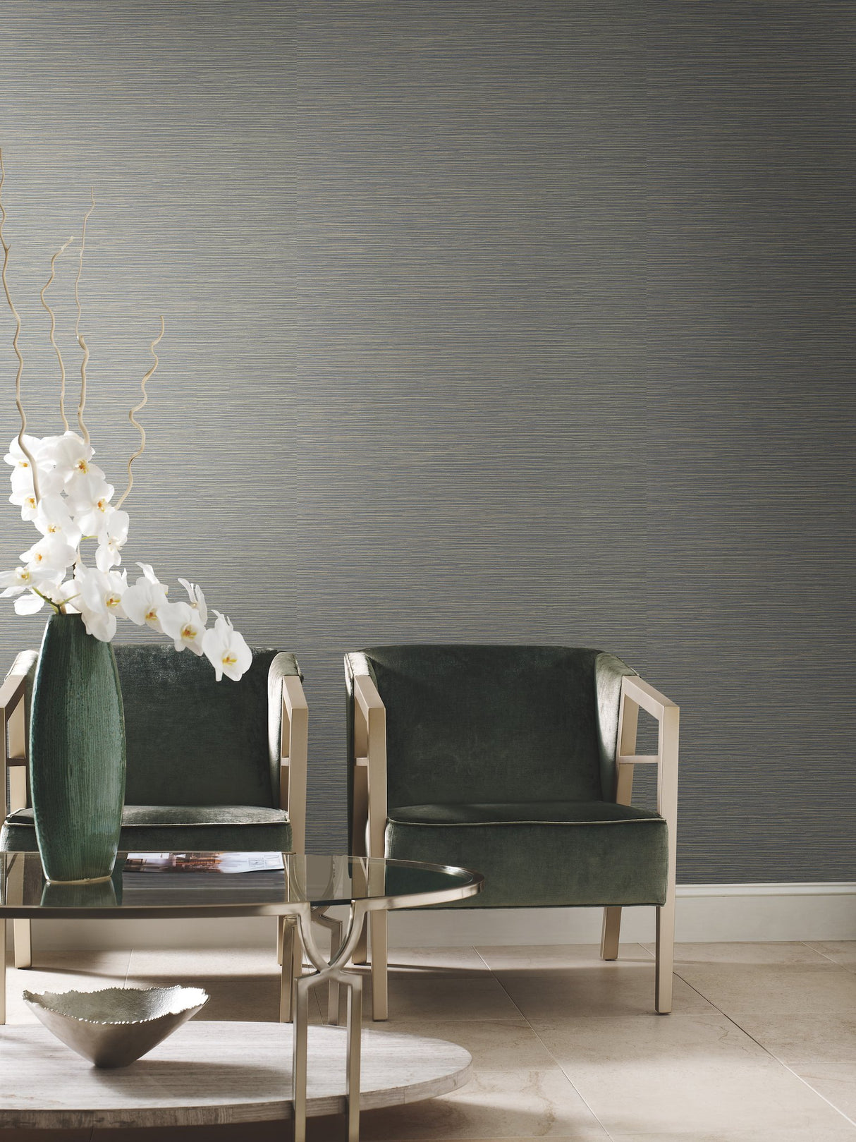 Ramie Weave Blue Textured Vinyl Wallpaper - York CD1039N