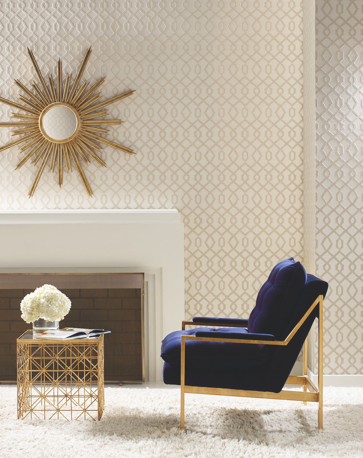 Luscious Pearl Cream & Silver Metallic by York Wallcoverings Metallic Textured Wallpaper – York Wallcoverings CD4042