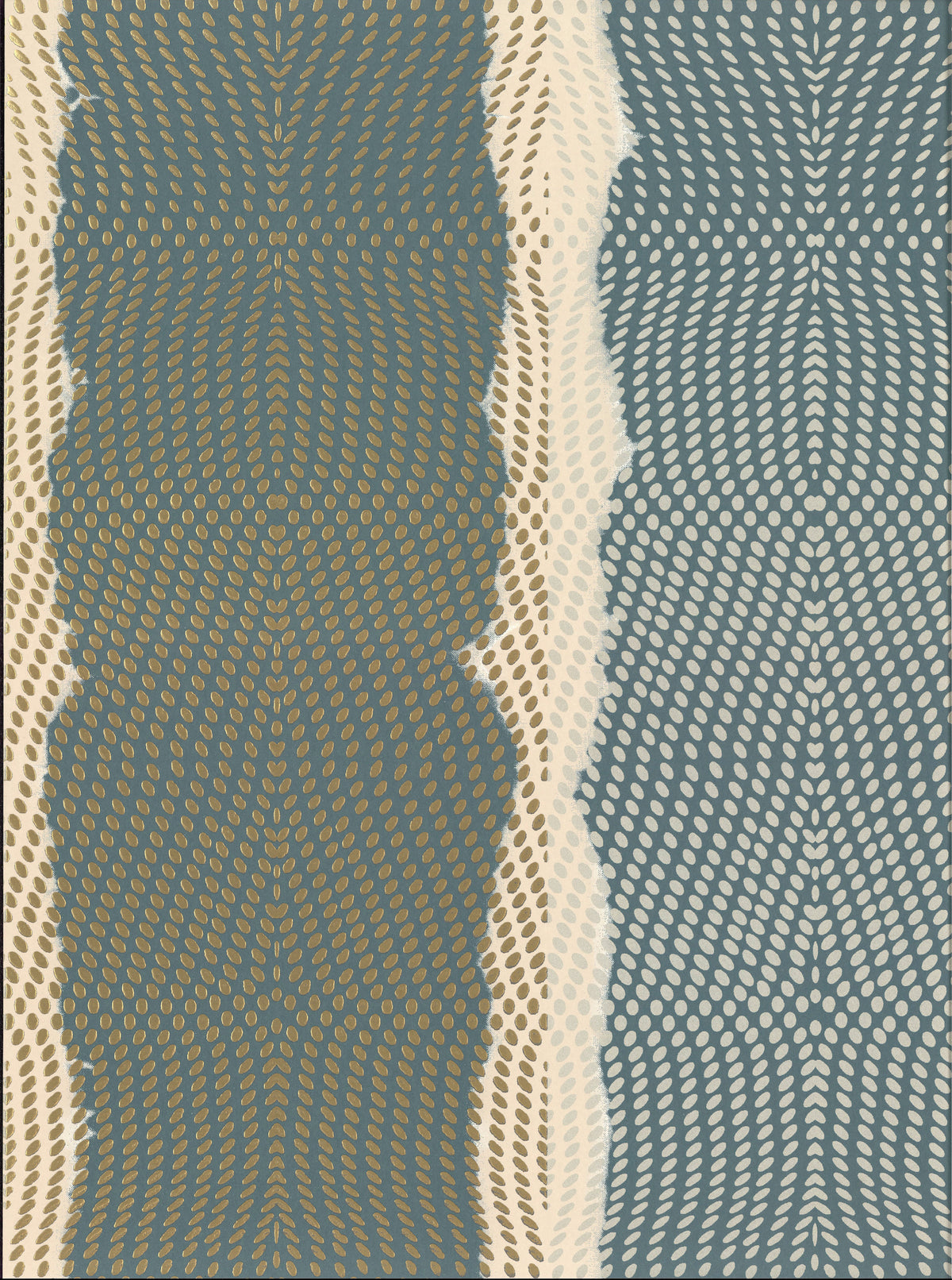 Indigenous Teal Wallpaper by York Wallcoverings CE3961 - Exotic Cascading Metallic Oval Stripe Pattern in Teal and Cream