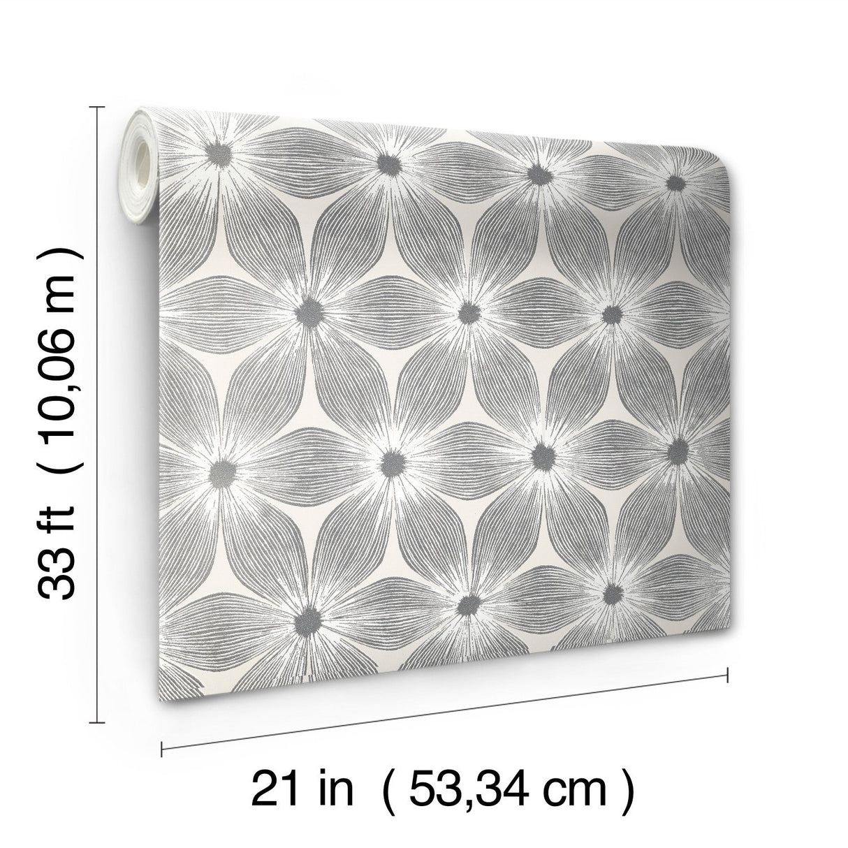 Everlasting White & Silver Floral Non Woven Wallpaper - York CI2302