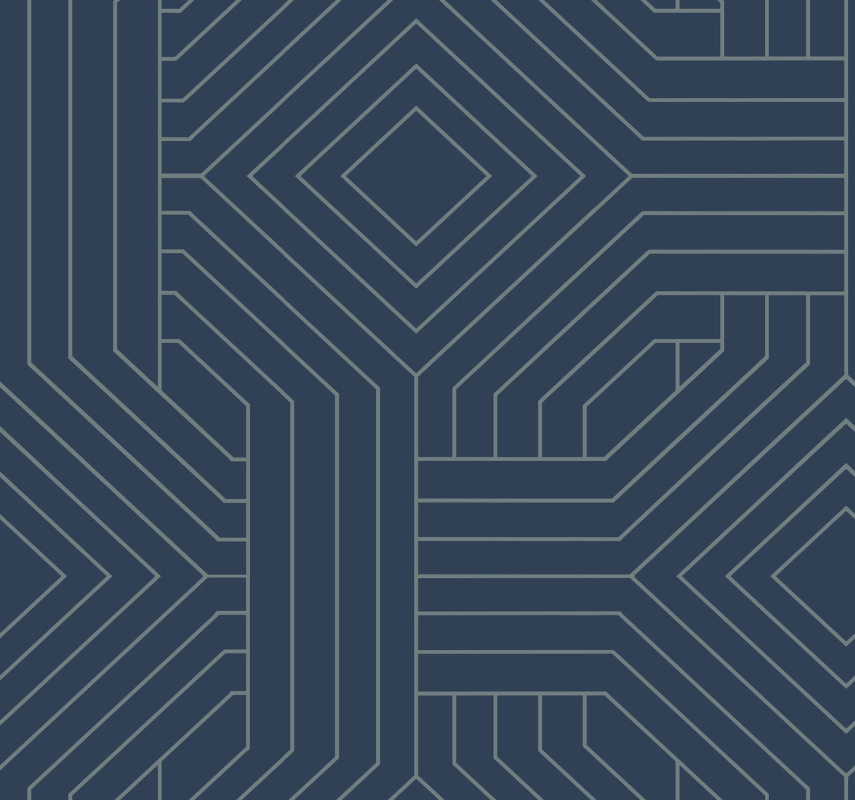 Diverging Diamonds Navy Geometric Non Woven Wallpaper - York CI2375