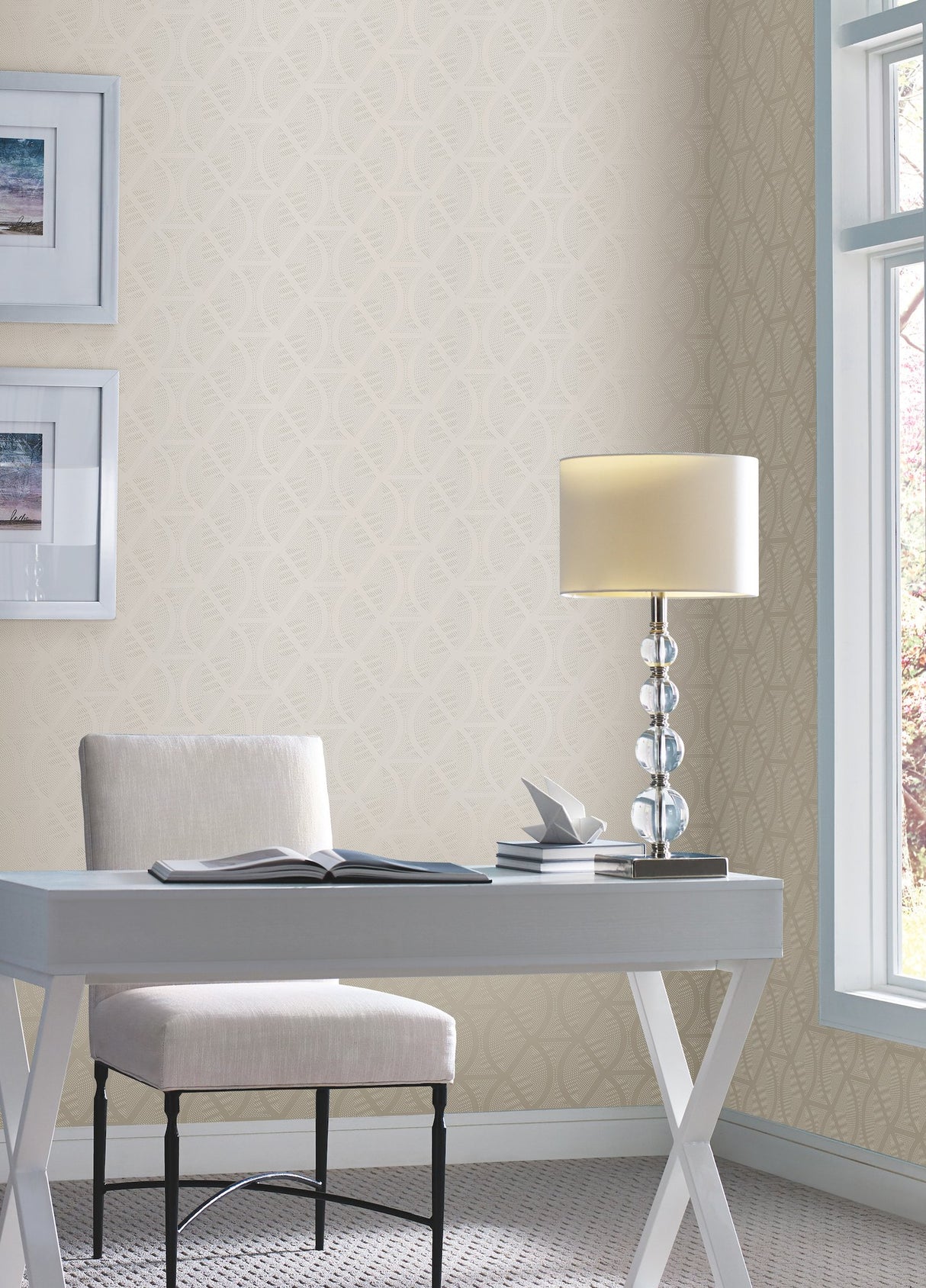 Opposites Attract Cream Geometric Non Woven Wallpaper - York CI2382