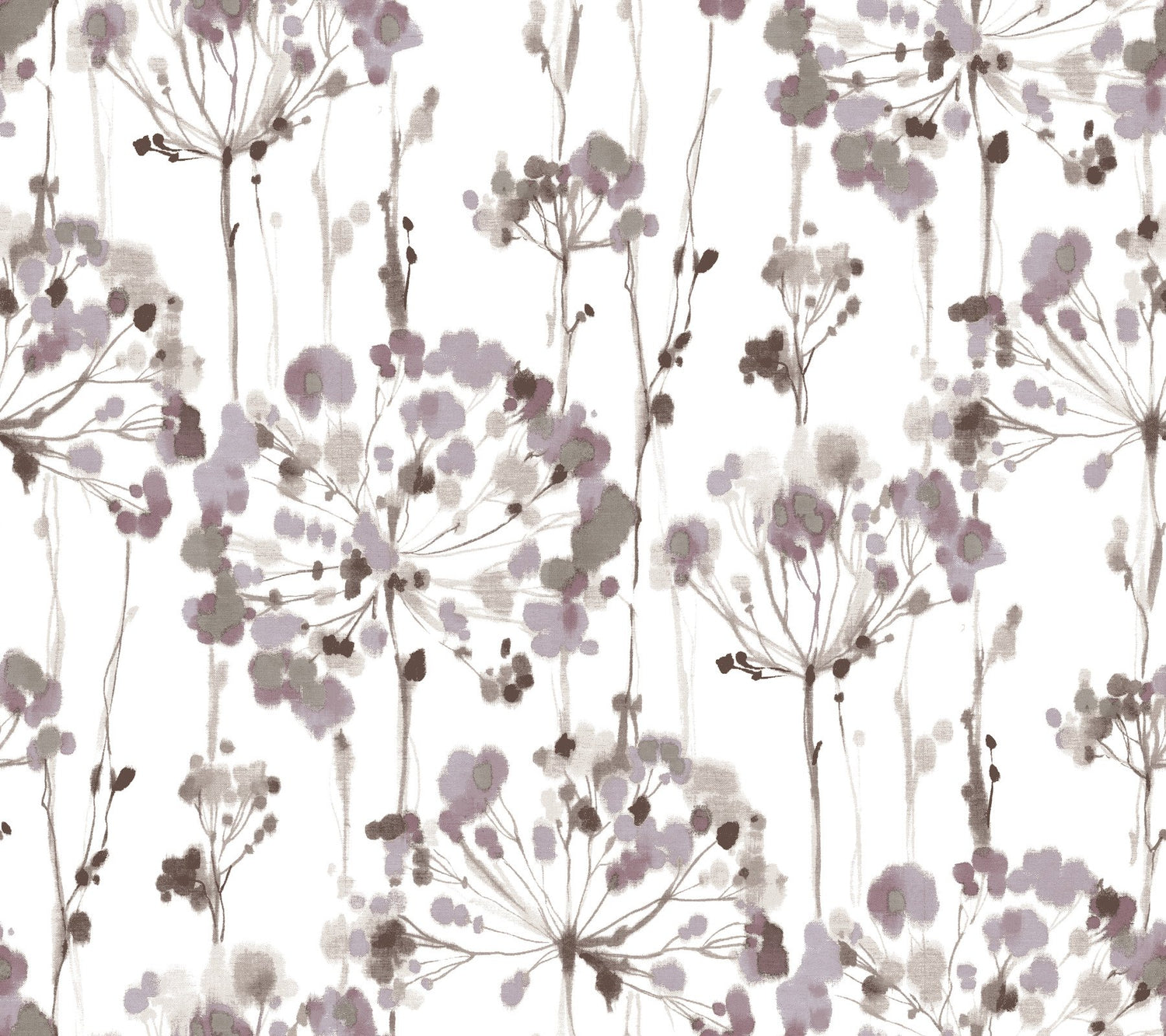 Flourish Purple Wallpaper with Watercolor Floral Motif - York CI2424