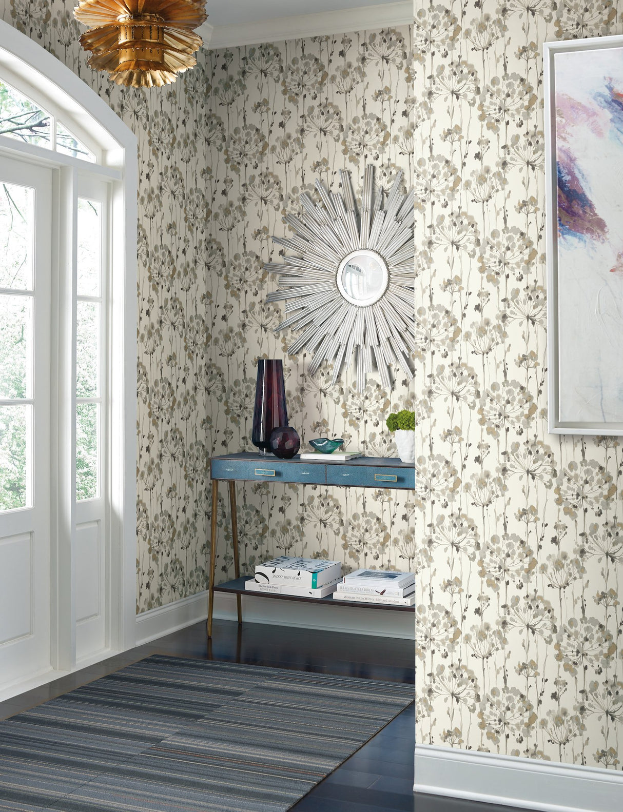 Flourish Beige Wallpaper with Floral Watercolor Motif - York CI2425