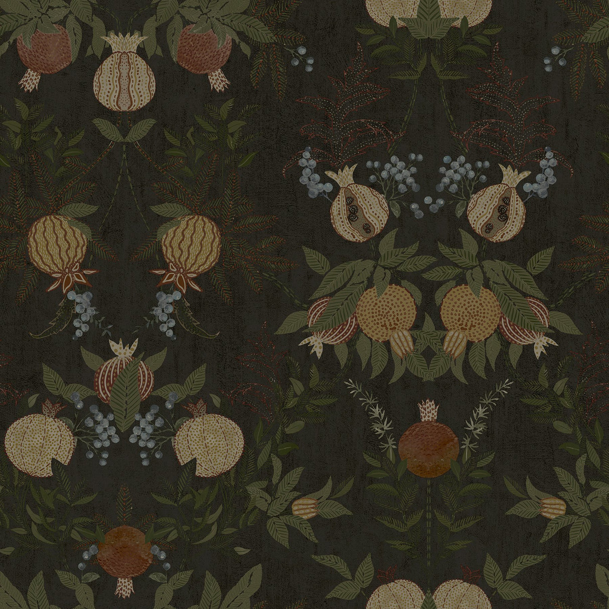 Melograno Cinder Peel & Stick Wallpaper with Botanical Damask Pattern, Transitional Style - NuWallpaper CJS6319