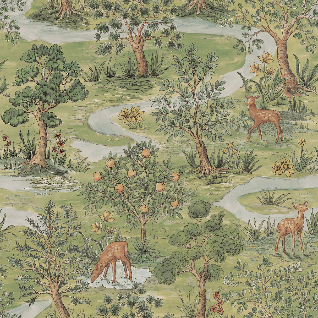 Bramble Forest Green Toile Peel & Stick Wallpaper - NuWallpaper CJS6320
