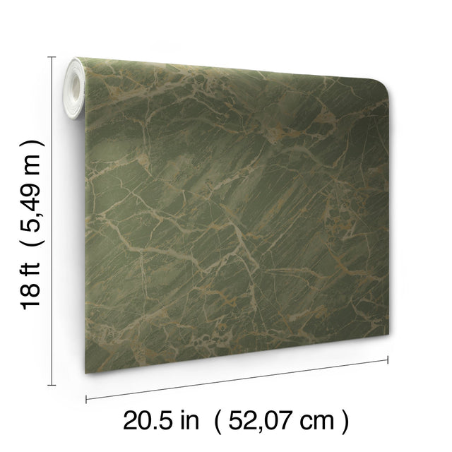 Jade Jasper Green Metallic Stone Peel & Stick Wallpaper - NuWallpaper CJS6326