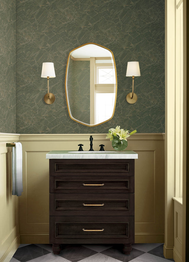 Jade Jasper Green Metallic Stone Peel & Stick Wallpaper - NuWallpaper CJS6326