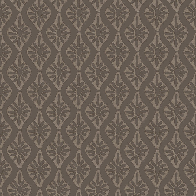 Nova Carob Brown Peel & Stick Wallpaper with Botanical Ogee Motif, Transitional Style - NuWallpaper CJS6328