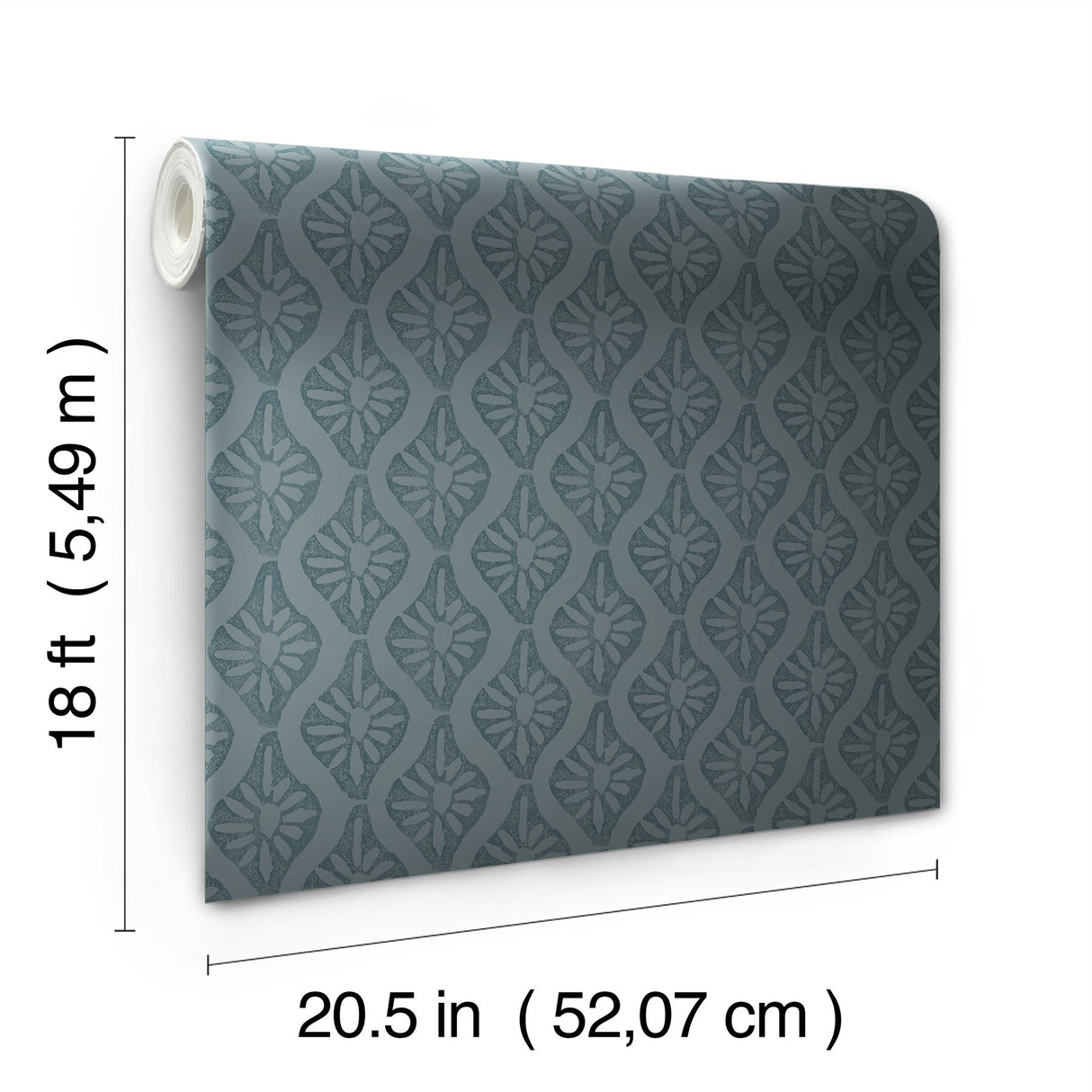 Nova Blue Smoke Peel & Stick Wallpaper with Botanical Ogee in Transitional Style - NuWallpaper CJS6330