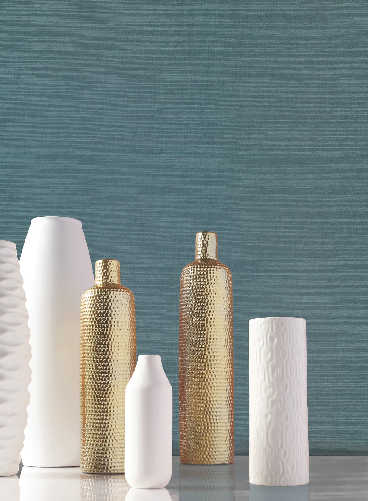 Sisal Twill Grasscloth Teal Wallpaper with Makasa Sisal Pattern - York CL1029