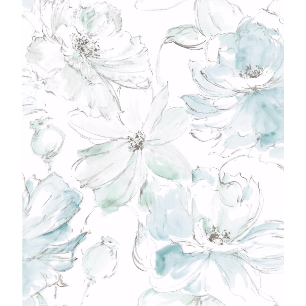 York Wallcoverings Floral Dreams Blue & Green Wallpaper CL2517