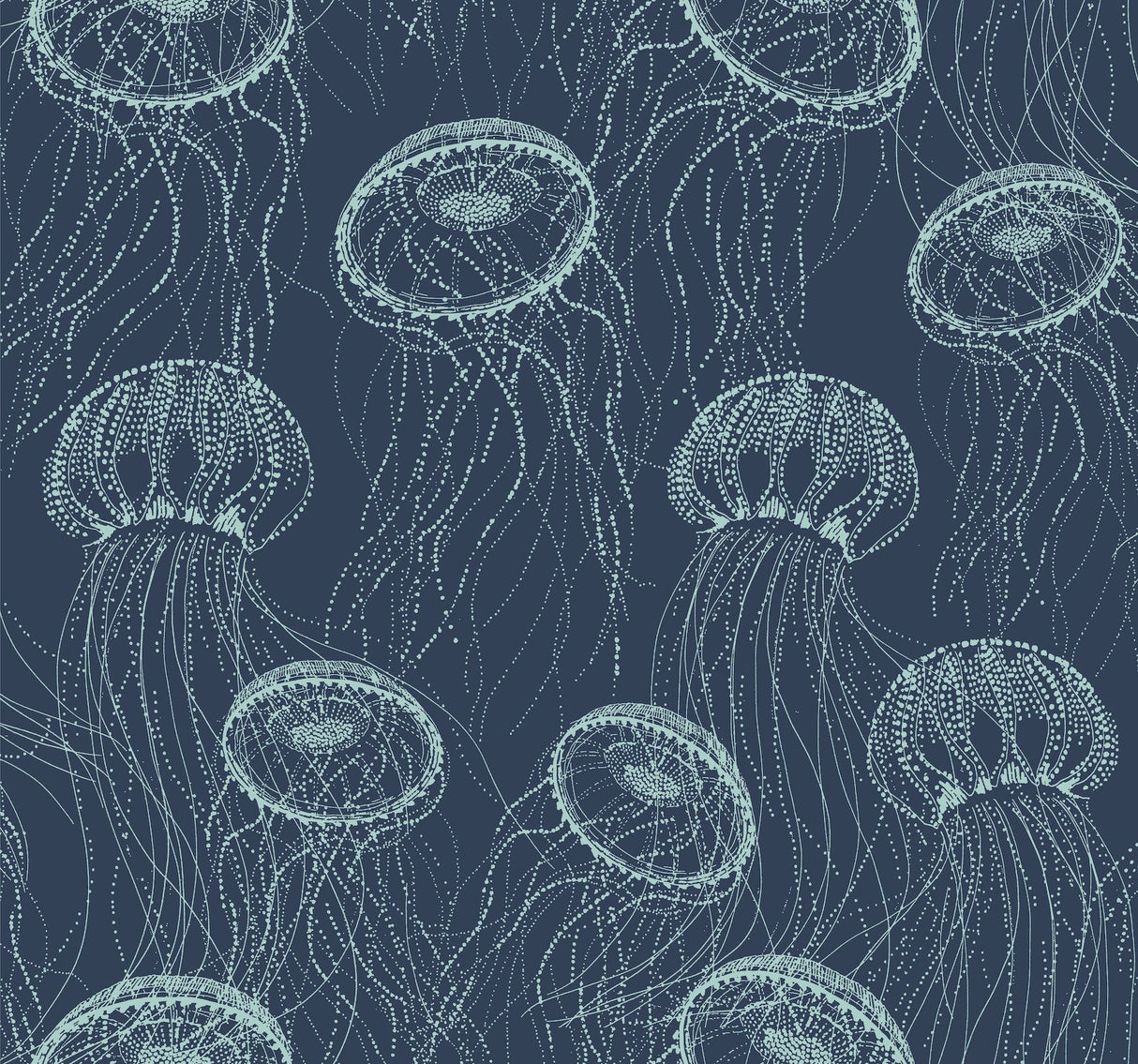 Atolla Blue Wallpaper with Coastal Jellyfish Motif - York CM3326
