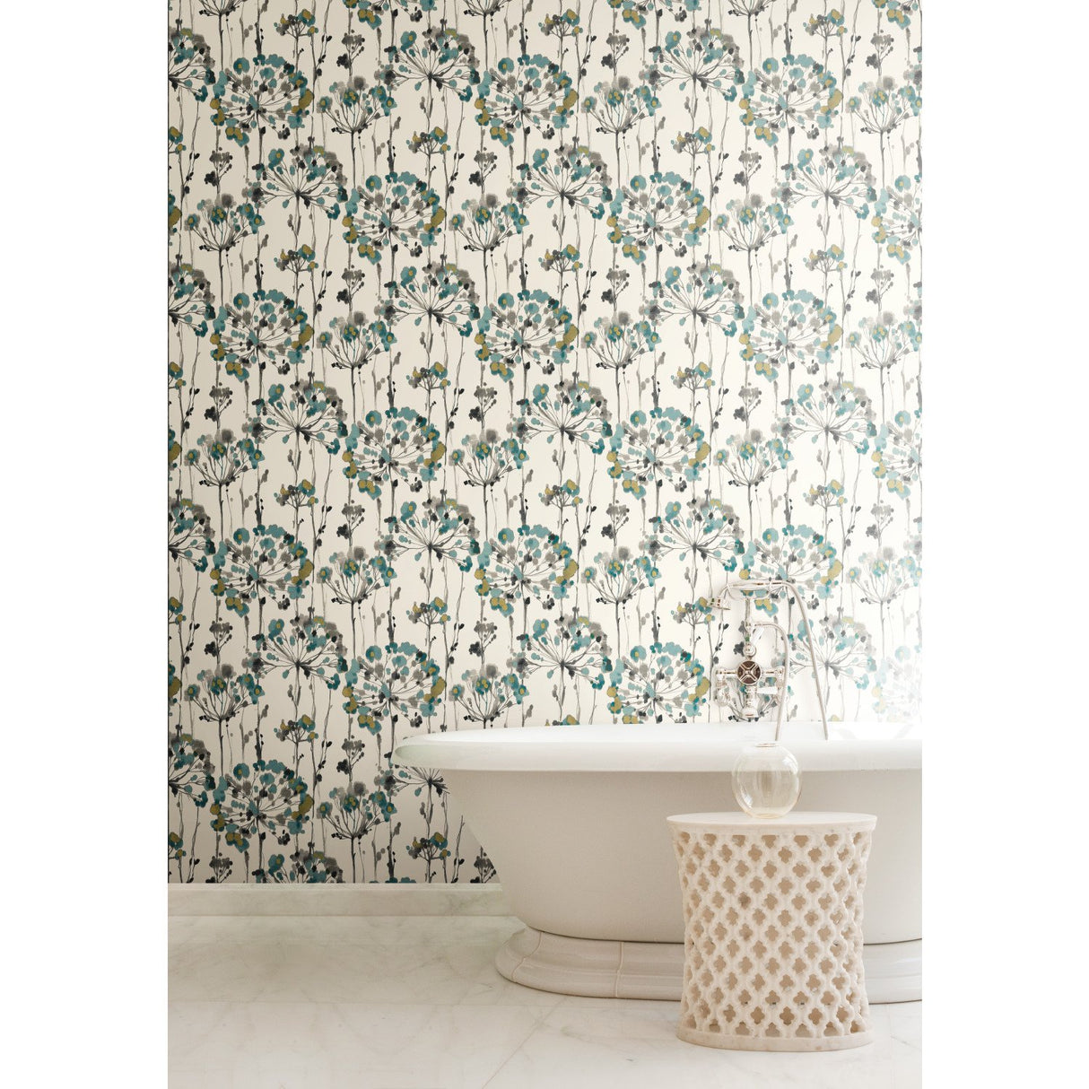 Flourish Gold Metallic Wallpaper with Floral Starburst Motif - York CN2102