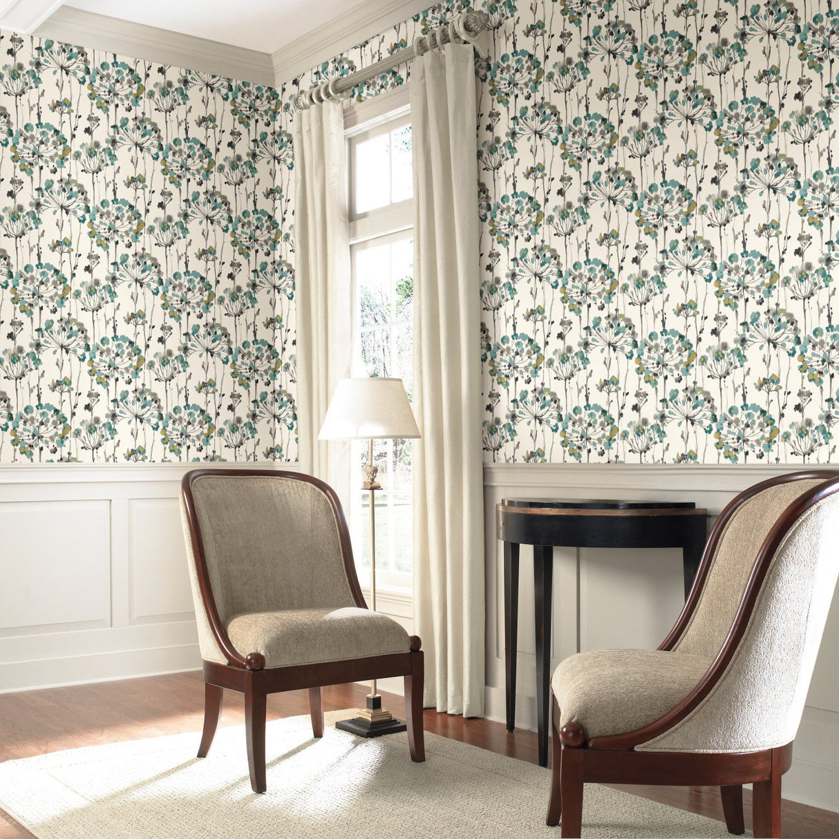 Flourish Gold Metallic Wallpaper with Floral Starburst Motif - York CN2102