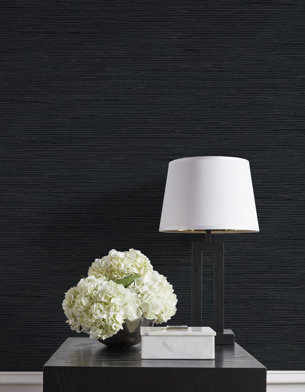 Vantaa Carbon by A Lot More Textures Faux Grasscloth Vinyl Wallpaper – Seabrook Designs CP90200