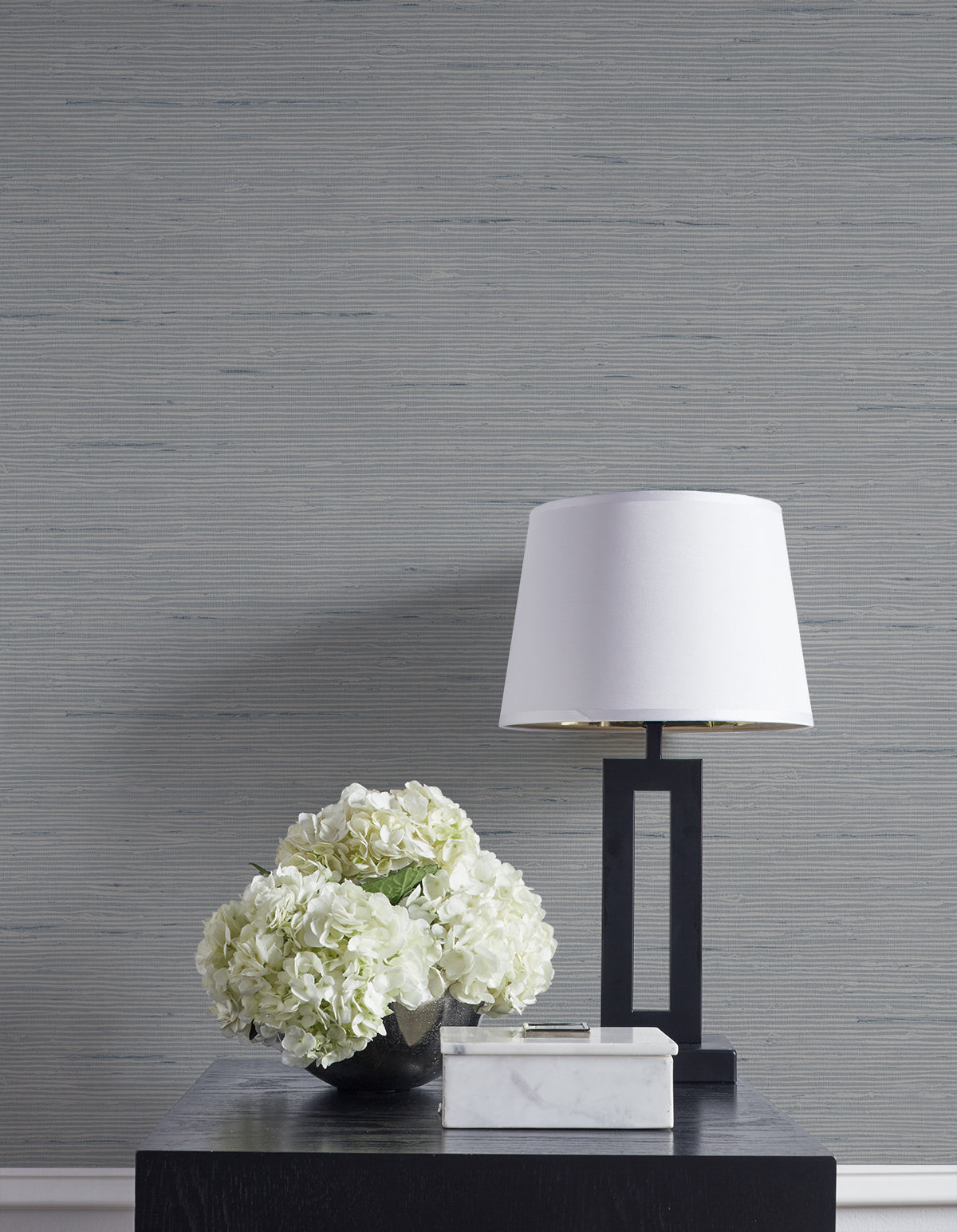 Vantaa Silver by A Lot More Textures Faux Grasscloth Vinyl Wallpaper – Seabrook Designs CP90208