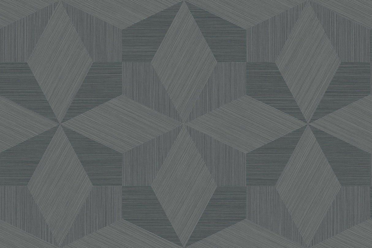 Turku geometric cube pattern wallpaper in stone gray