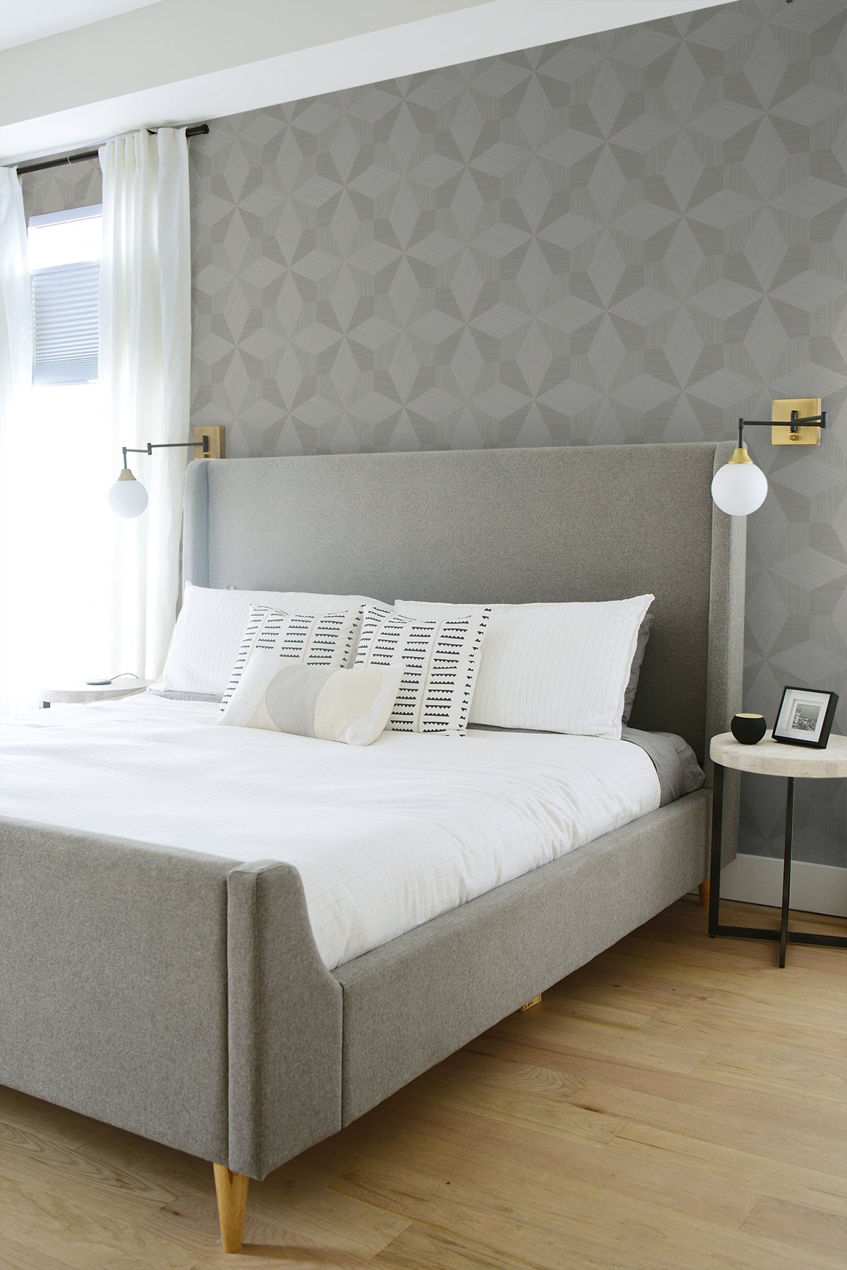 Turku Winter Gray by A Lot More Textures Geometric Vinyl Wallpaper – Seabrook Designs CP90518