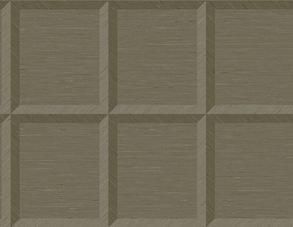 Tan geometric square pattern wallpaper with a textured look (Oulu CP90805)