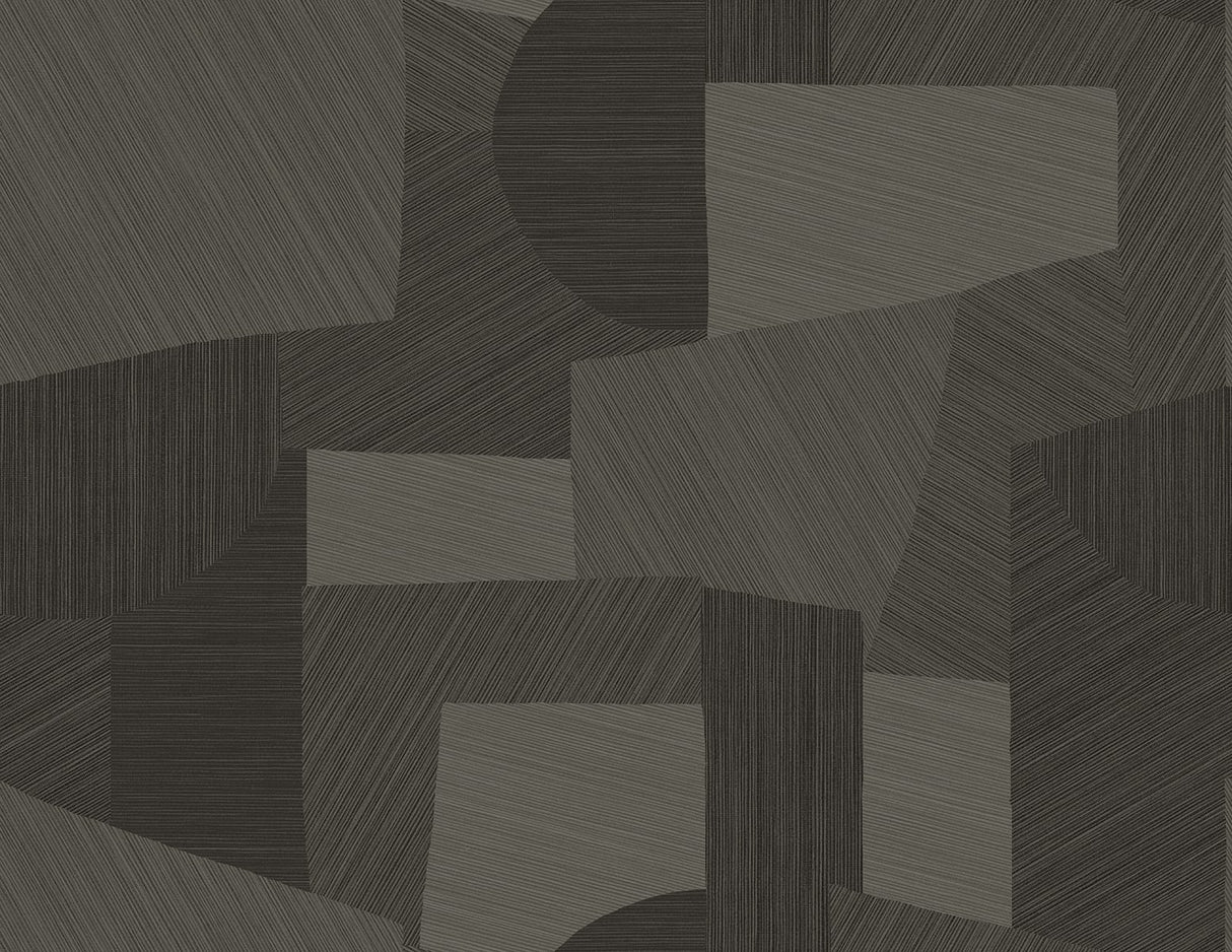 Lahti black and tan geometric matte vinyl wallpaper