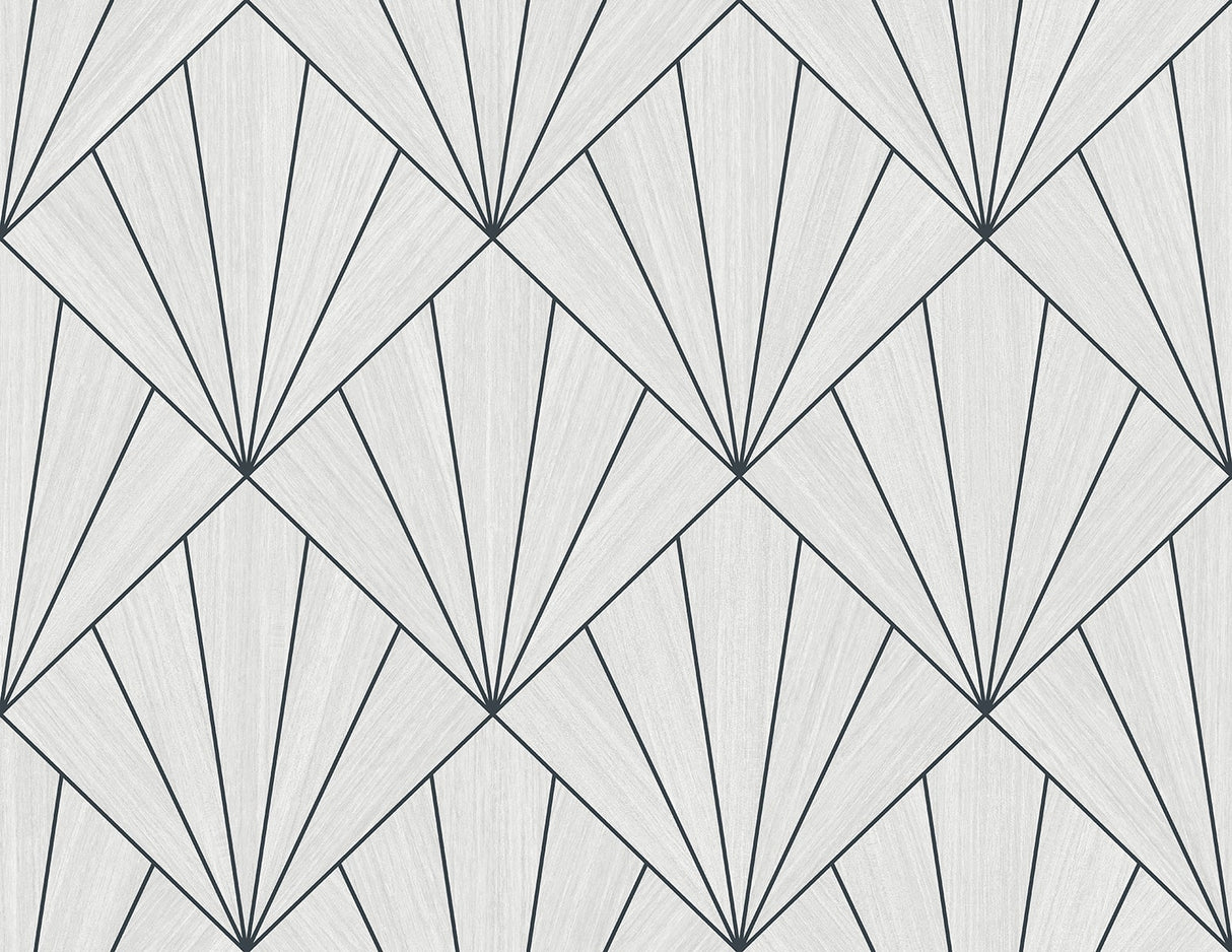 Mikkeli heathered black geometric fan pattern wallpaper