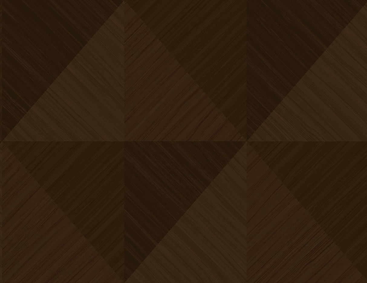 Kerava geometric vinyl wallpaper in bronze with a faceted woodgrain look