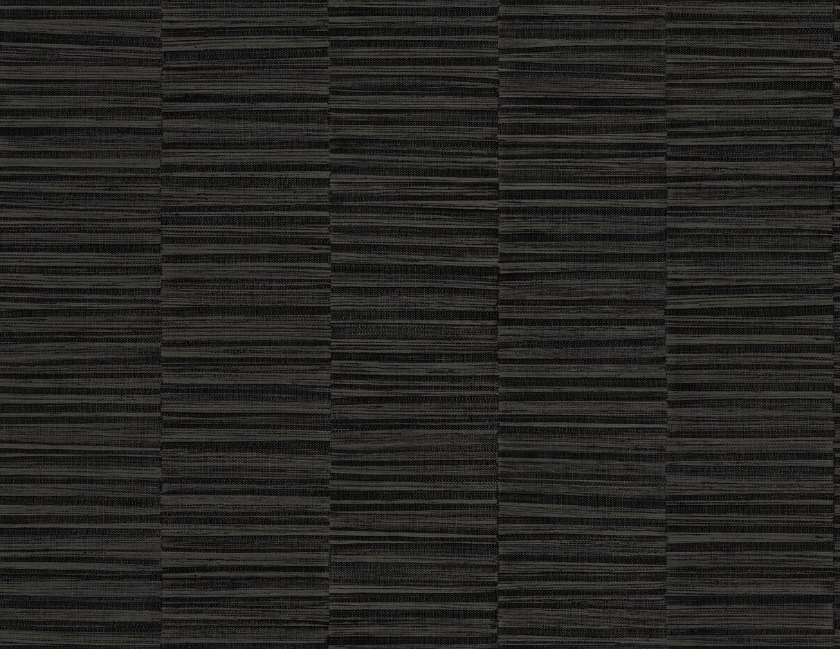 Forssa wallpaper in Jet black with a textured horizontal stripe pattern