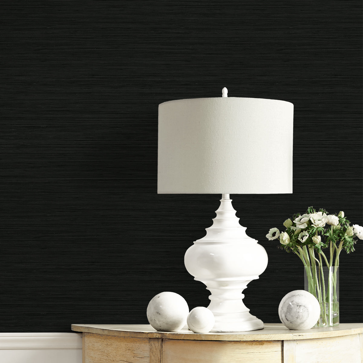 Lohja Graphite by A Lot More Textures Faux Grasscloth Vinyl Wallpaper – Seabrook Designs CP92100