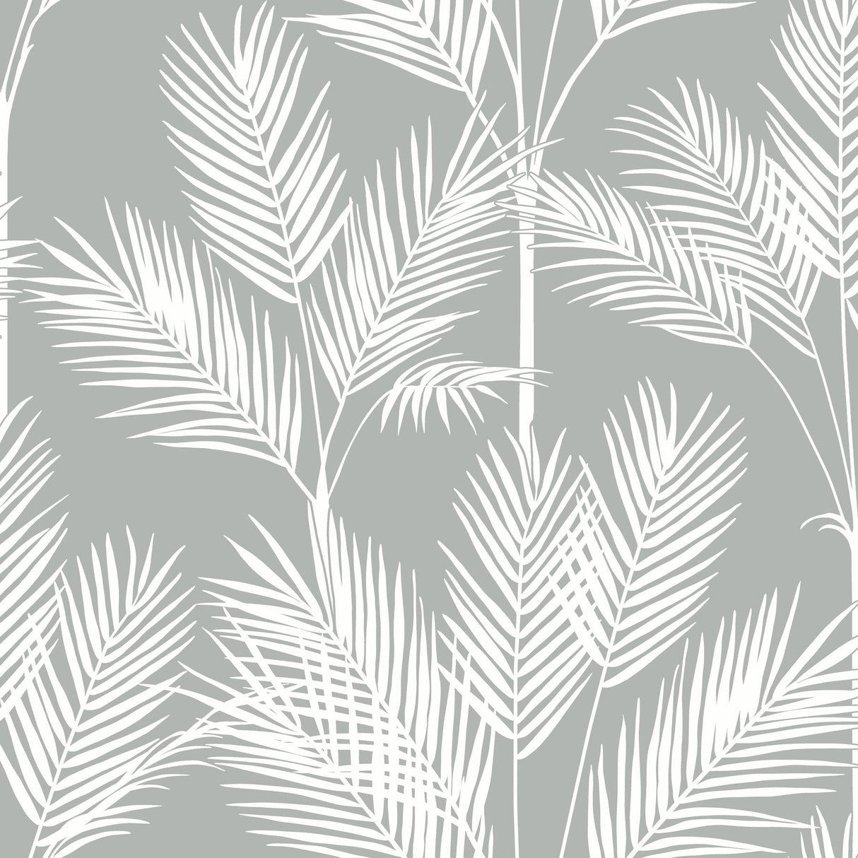 King Palm Silhouette Grey Wallpaper with Botanical Palm Motif - York CV4412