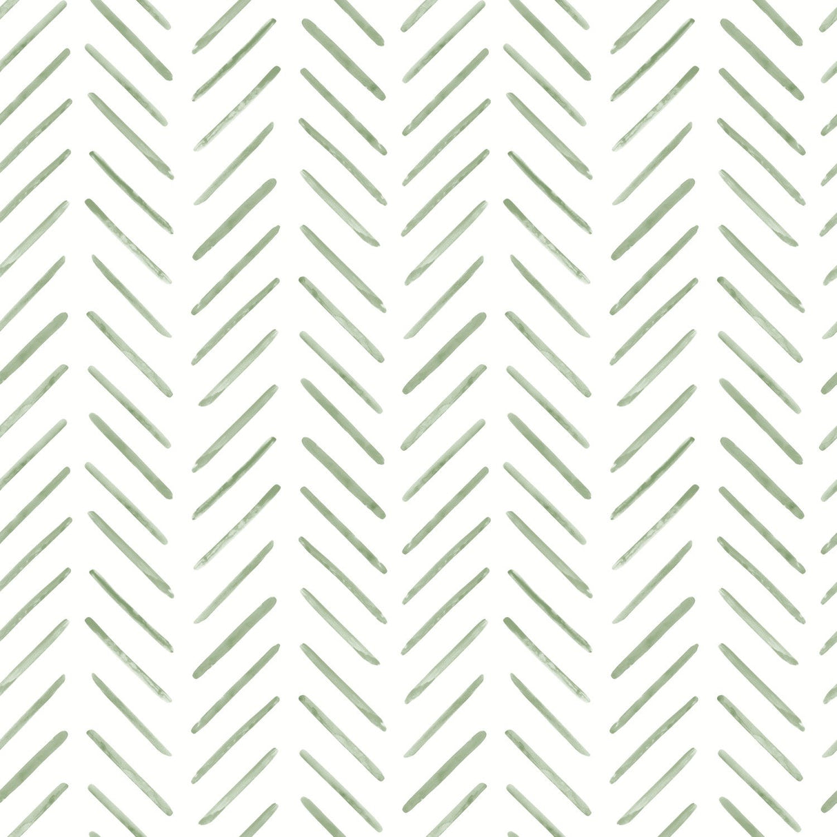 Painted Herringbone Green Wallpaper with Brushstroke Chevron Motif - York CV4452