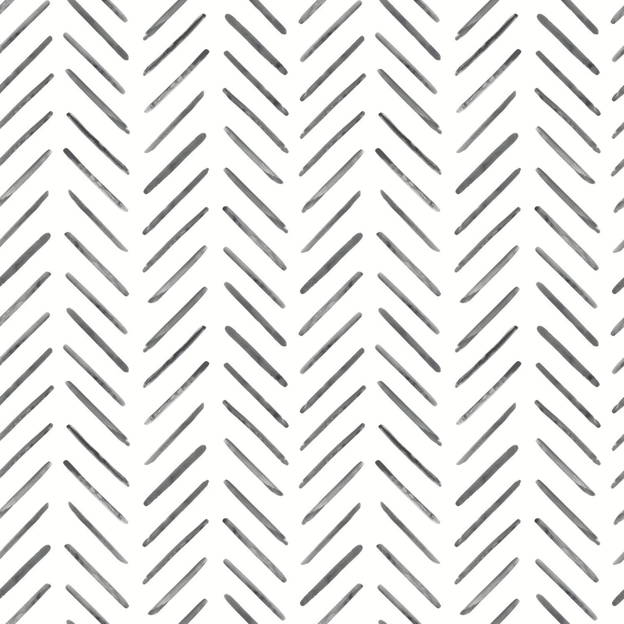 Painted Herringbone Black Wallpaper with Hand-Brushed Chevron Motif - York CV4454