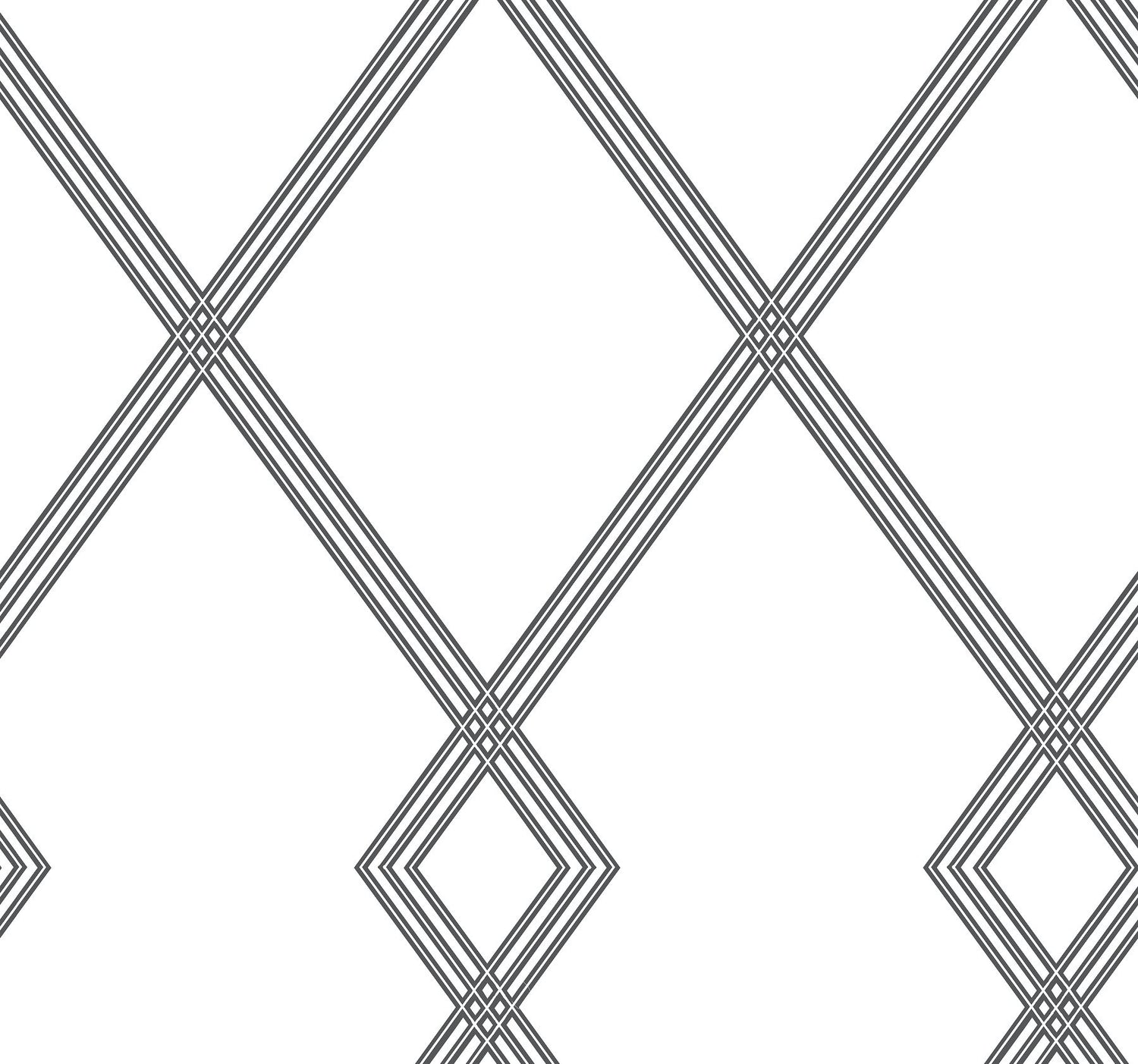 Ribbon Stripe Trellis White & Black Wallpaper with Graphic Lattice Pattern - York CY1509