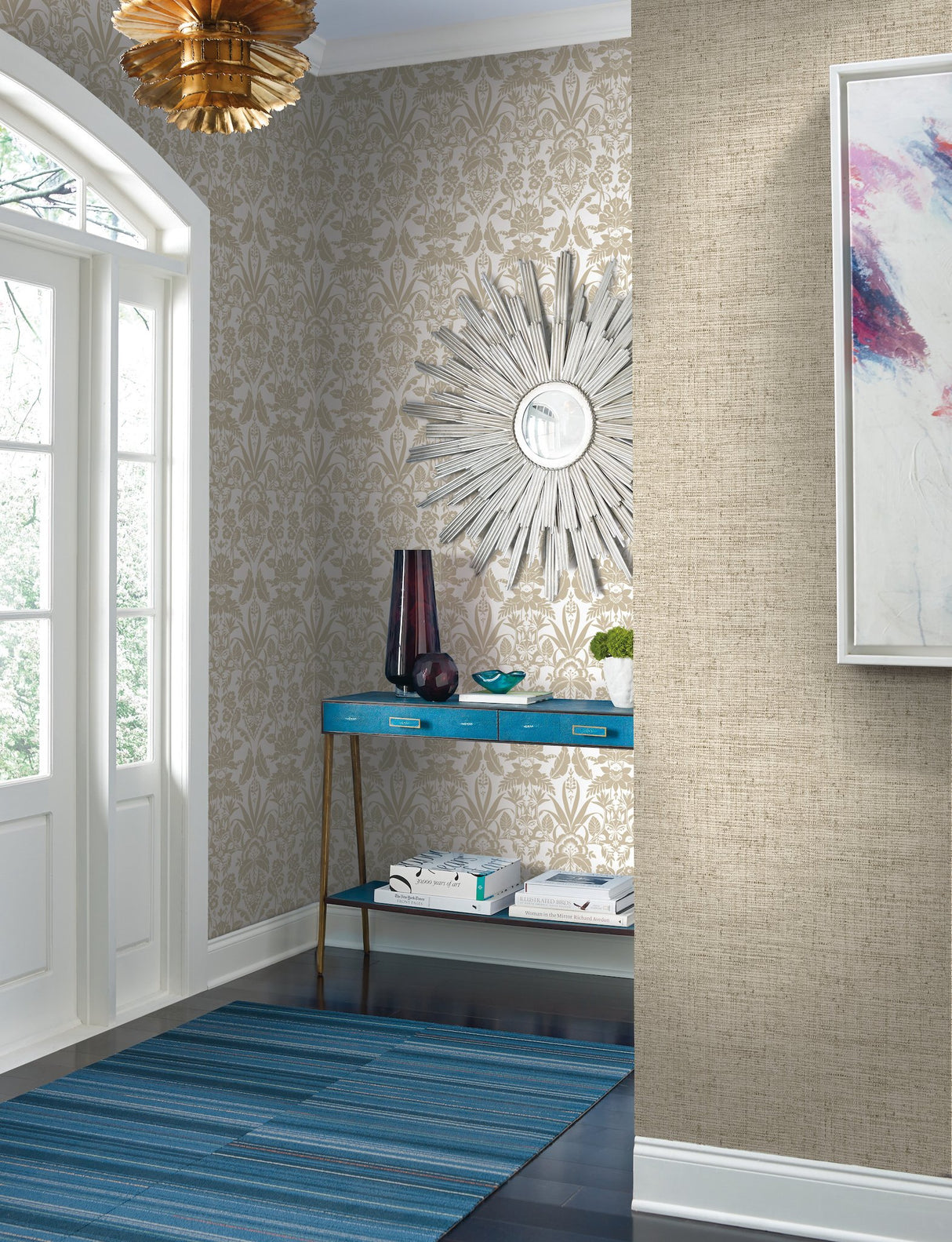Papyrus Weave Beige Wallpaper Faux Grasscloth Sure Strip - York CY1556