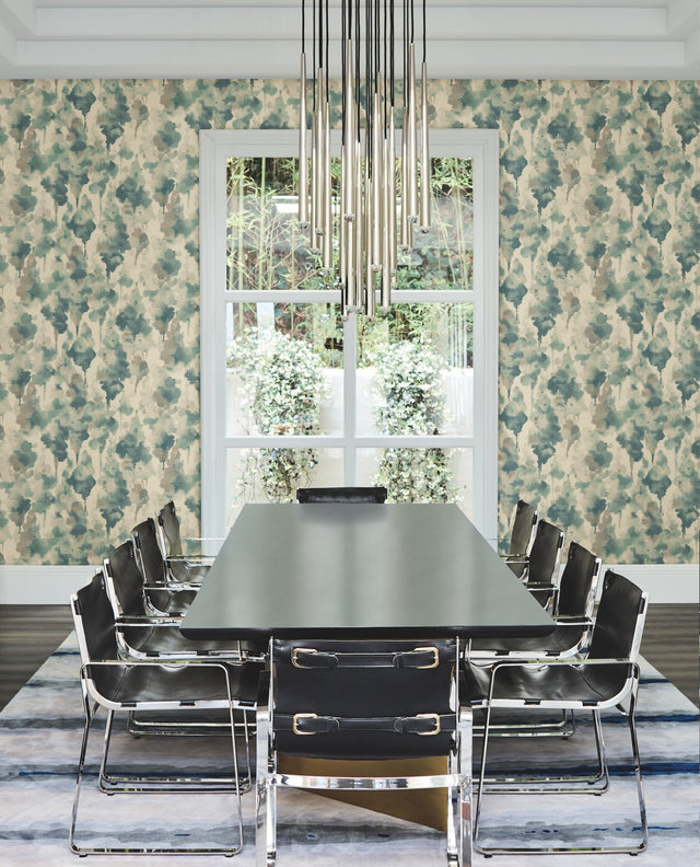 Mirage Off White & Dark Blue Wallpaper with Abstract Watercolor Botanical Motif - York CZ2465