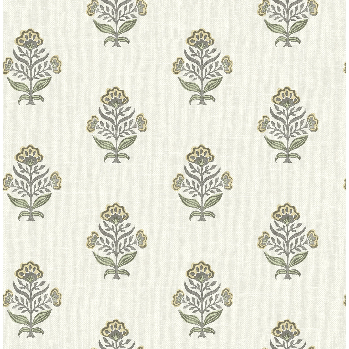 Chesapeake Hollyhock Honey Floral Crest Wallpaper roll, 20.5 in x 33 ft