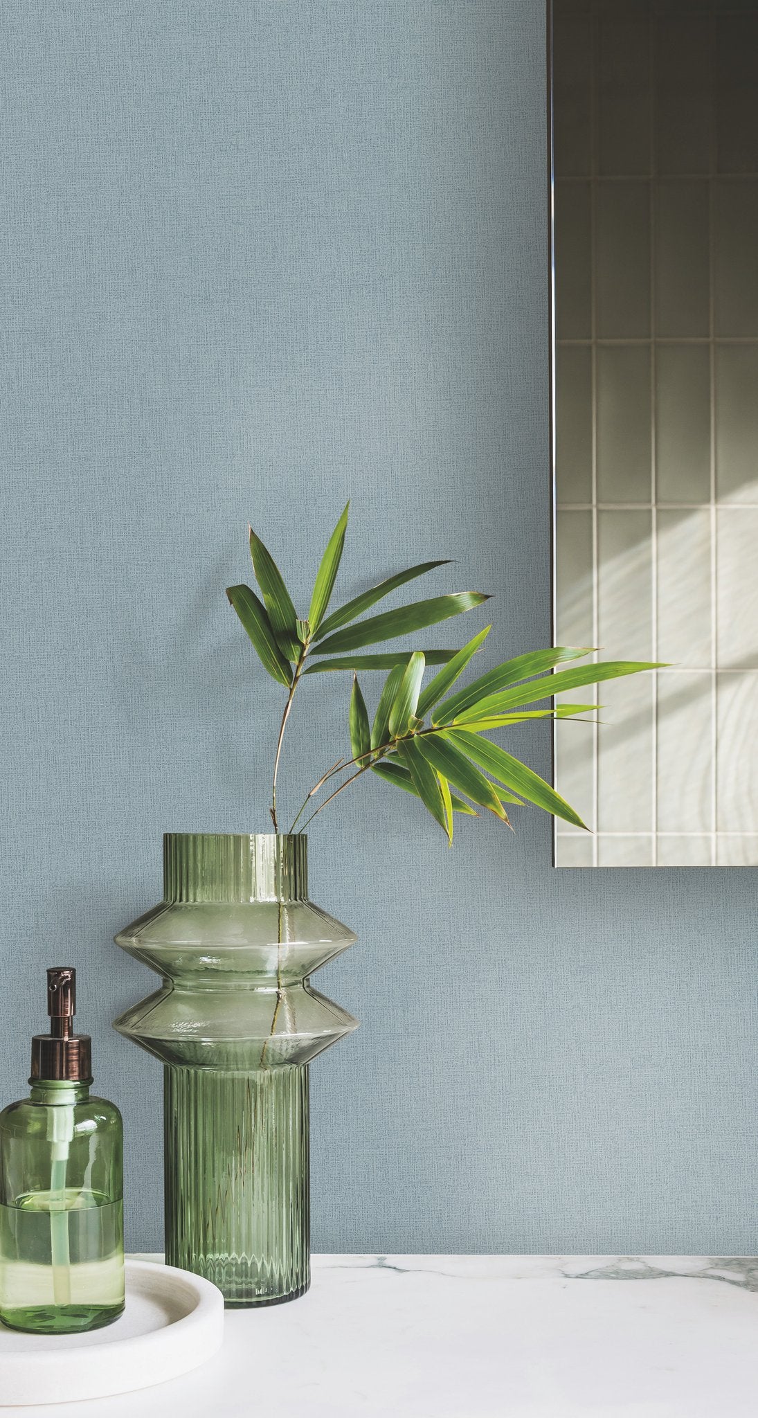 Gypsy Weave Blue Fabric Backed Vinyl Wallpaper with Woven Texture - York DA3579N