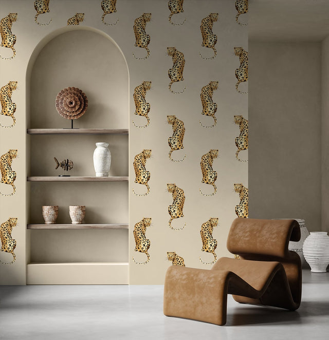 Leopard King Pale Oak by Daisy Bennett Peel and Stick Leopard Print Peel & Stick Wallpaper – Daisy Bennett Designs DB20205