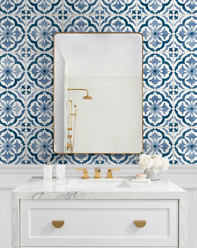 Sorento Tile Navy by Daisy Bennett Peel and Stick Tile Peel & Stick Wallpaper – Daisy Bennett Designs DB20502