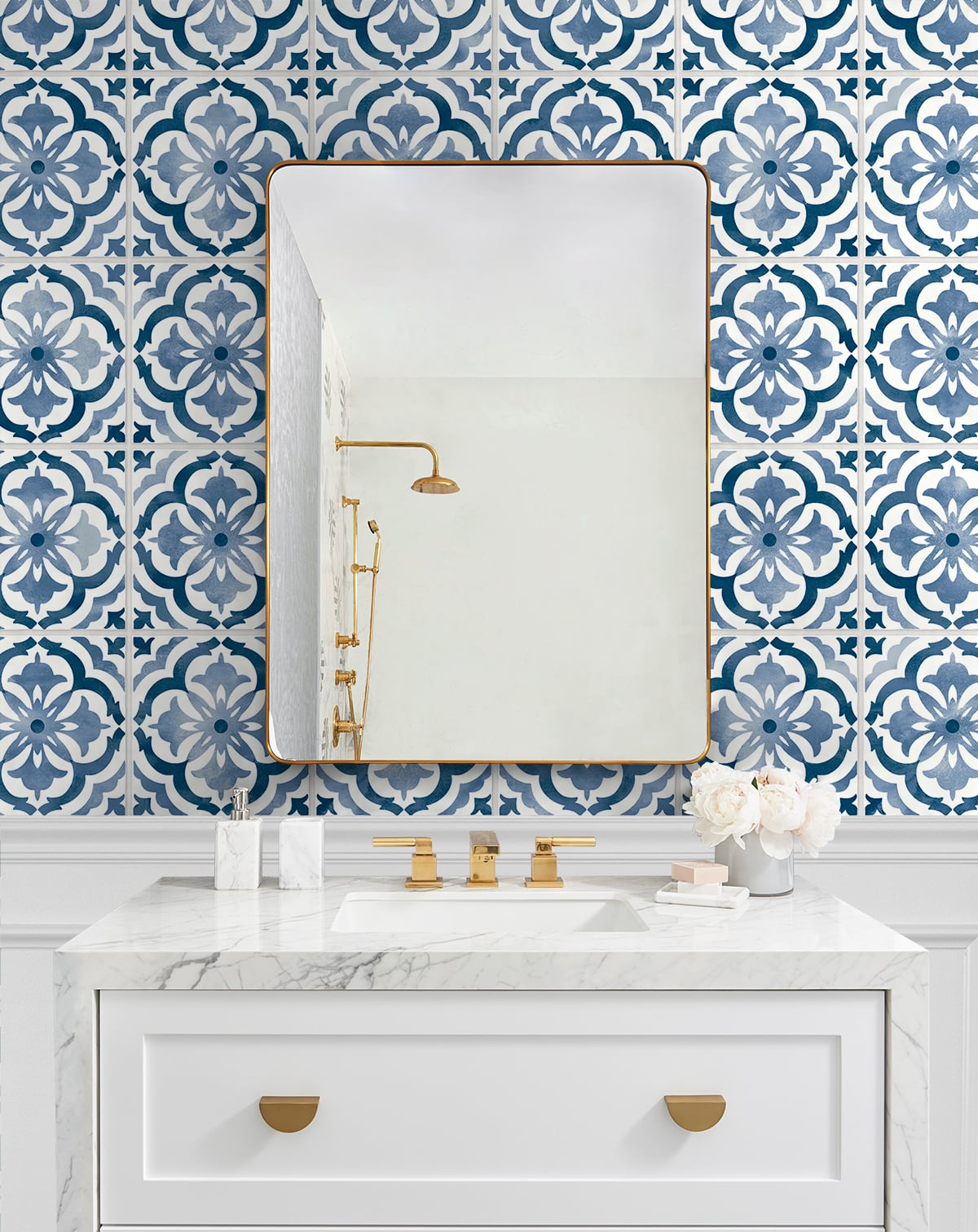 Sorento Tile Navy by Daisy Bennett Peel and Stick Tile Peel & Stick Wallpaper – Daisy Bennett Designs DB20502 -Sample