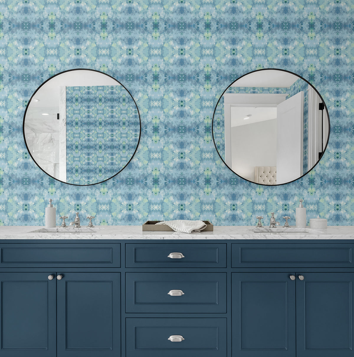 Kaleidoscope Blue by West Boulevard Collection Abstract Wallpaper – Daisy Bennett Designs DBW1000