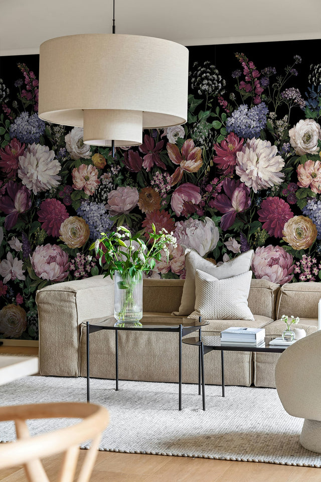 Garden Floral Charcoal by West Boulevard Collection Floral Wall Mural – Daisy Bennett Designs DBW3000M