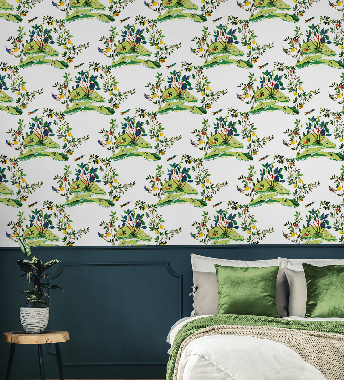 Citrus Hummingbird White by West Boulevard Collection Citrus & Hummingbird Wallpaper – Daisy Bennett Designs DBW9001